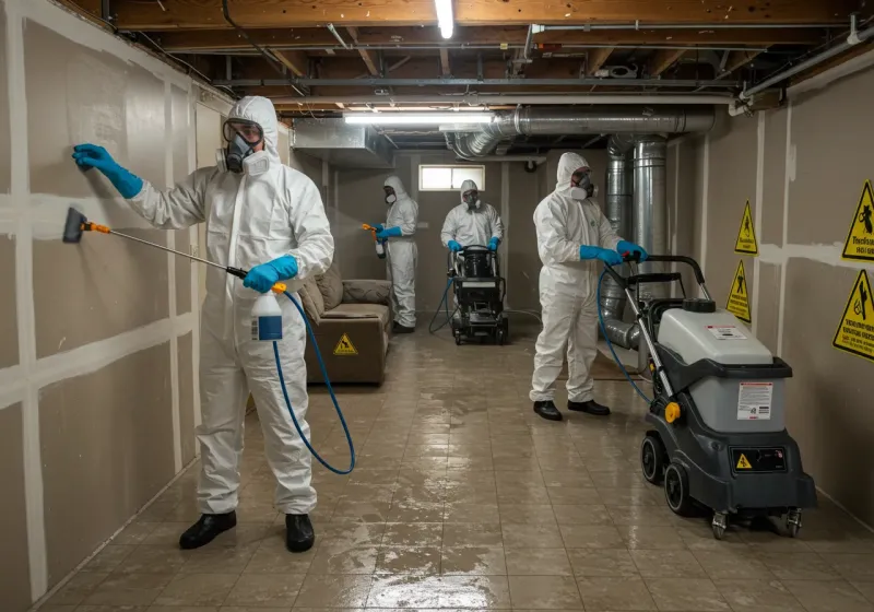 Basement Moisture Removal and Structural Drying process in Collegedale, TN
